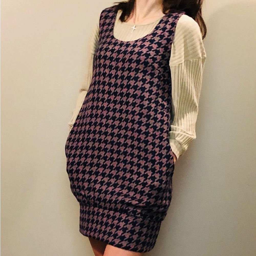 Beulah Style Pink and Blue Houndstooth Dress